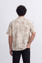 Men’s Tomato Store Cloud Sketch Resort Shirt Faded Botanical Wash Print Moves Across Crinkle Grain