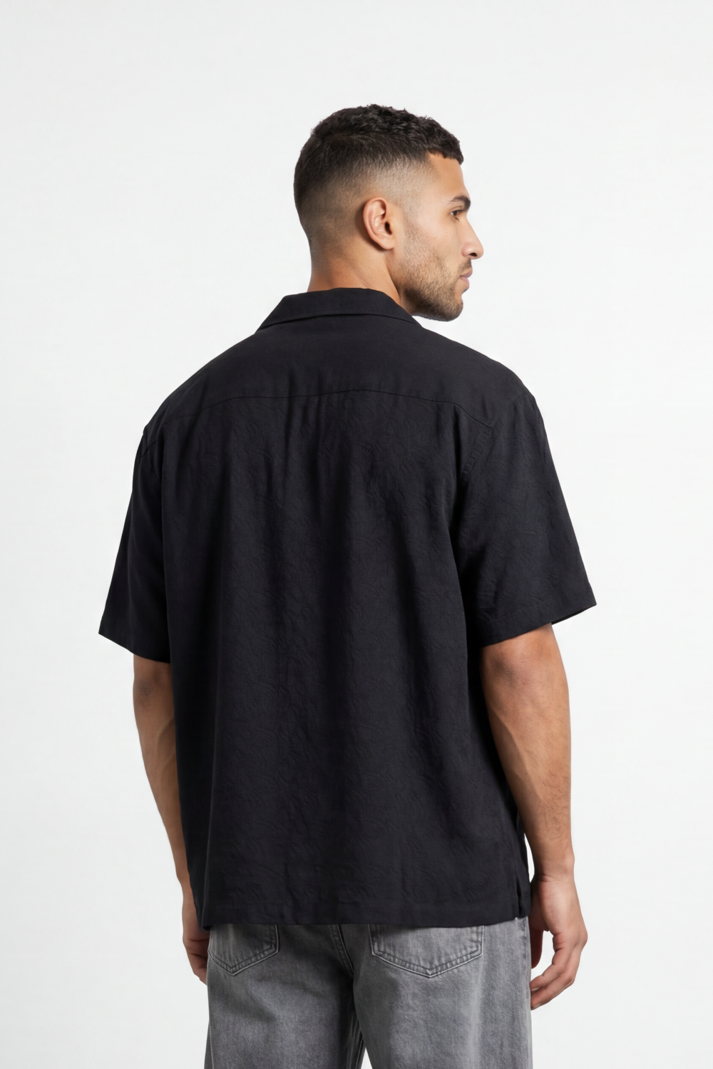 Men’s Tomato Store Palma Crinkle Shirt Paper Grain Texture Across Clean Plain Surface Button Front