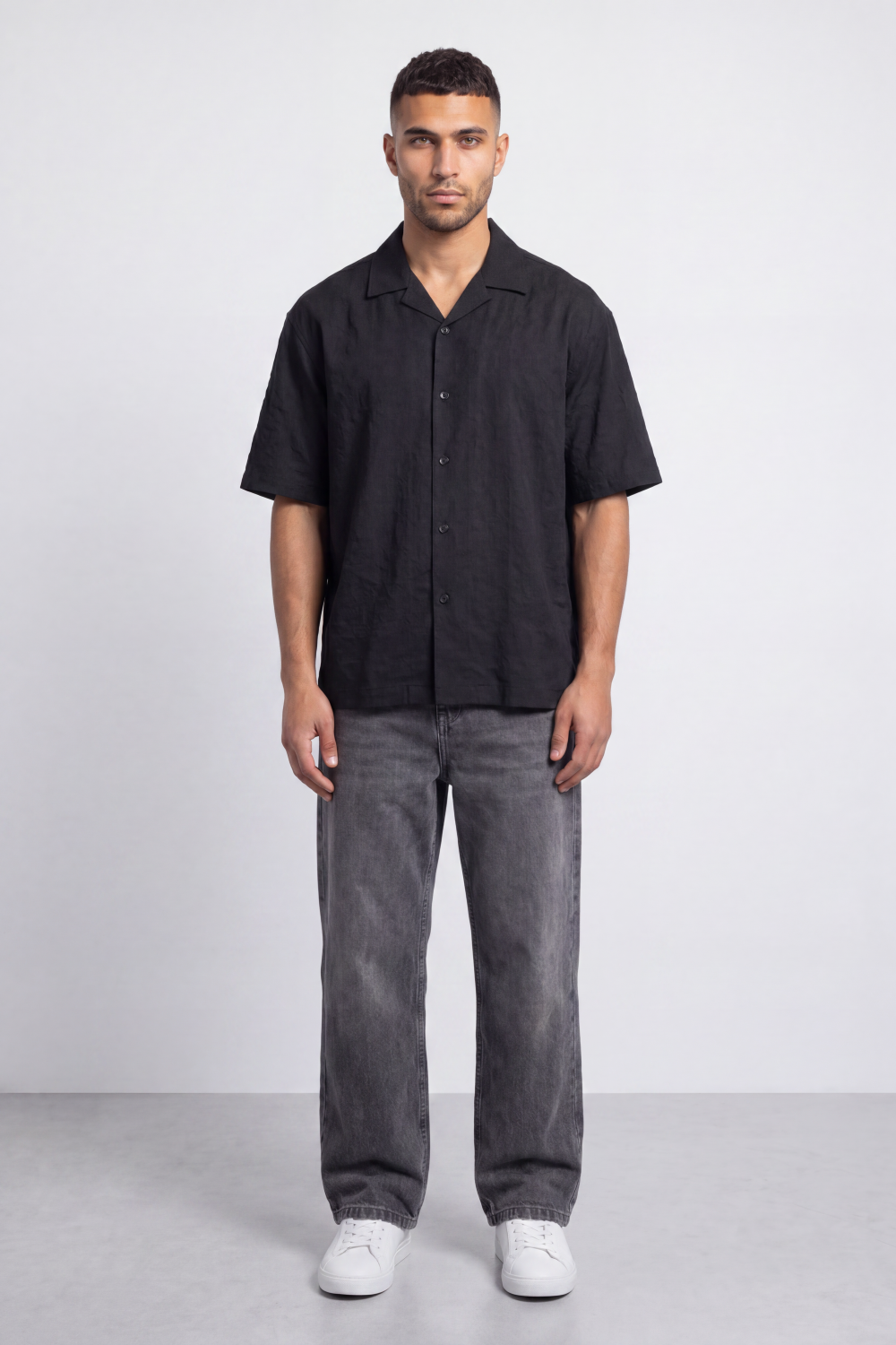 Men’s Tomato Store Palma Crinkle Shirt Paper Grain Texture Across Clean Plain Surface Button Front