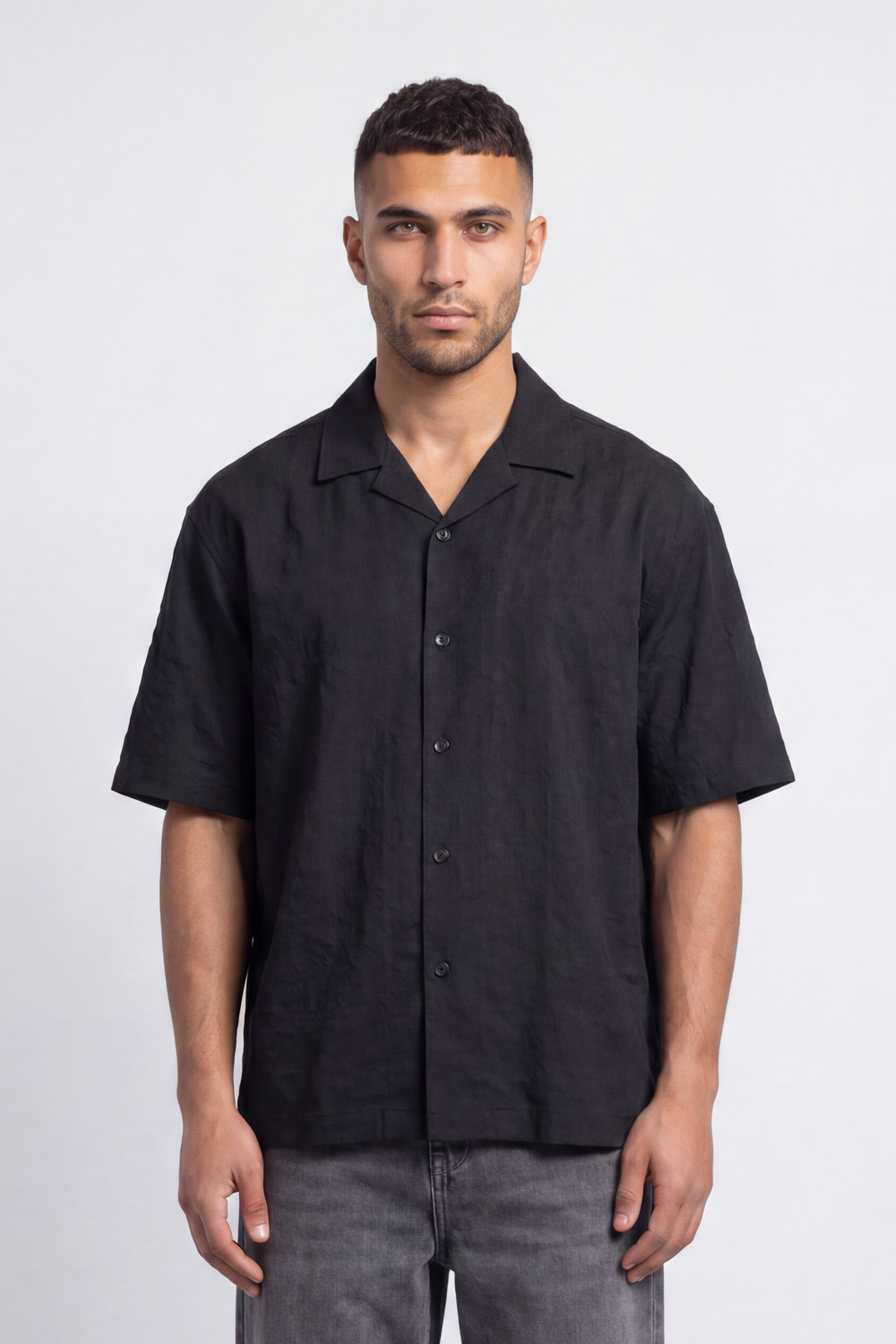 Men’s Tomato Store Palma Crinkle Shirt Paper Grain Texture Across Clean Plain Surface Button Front