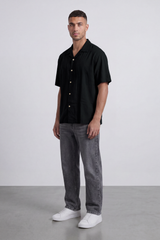 Men’s Tomato Store Palma Crinkle Shirt Paper Grain Texture Across Clean Plain Surface Button Front