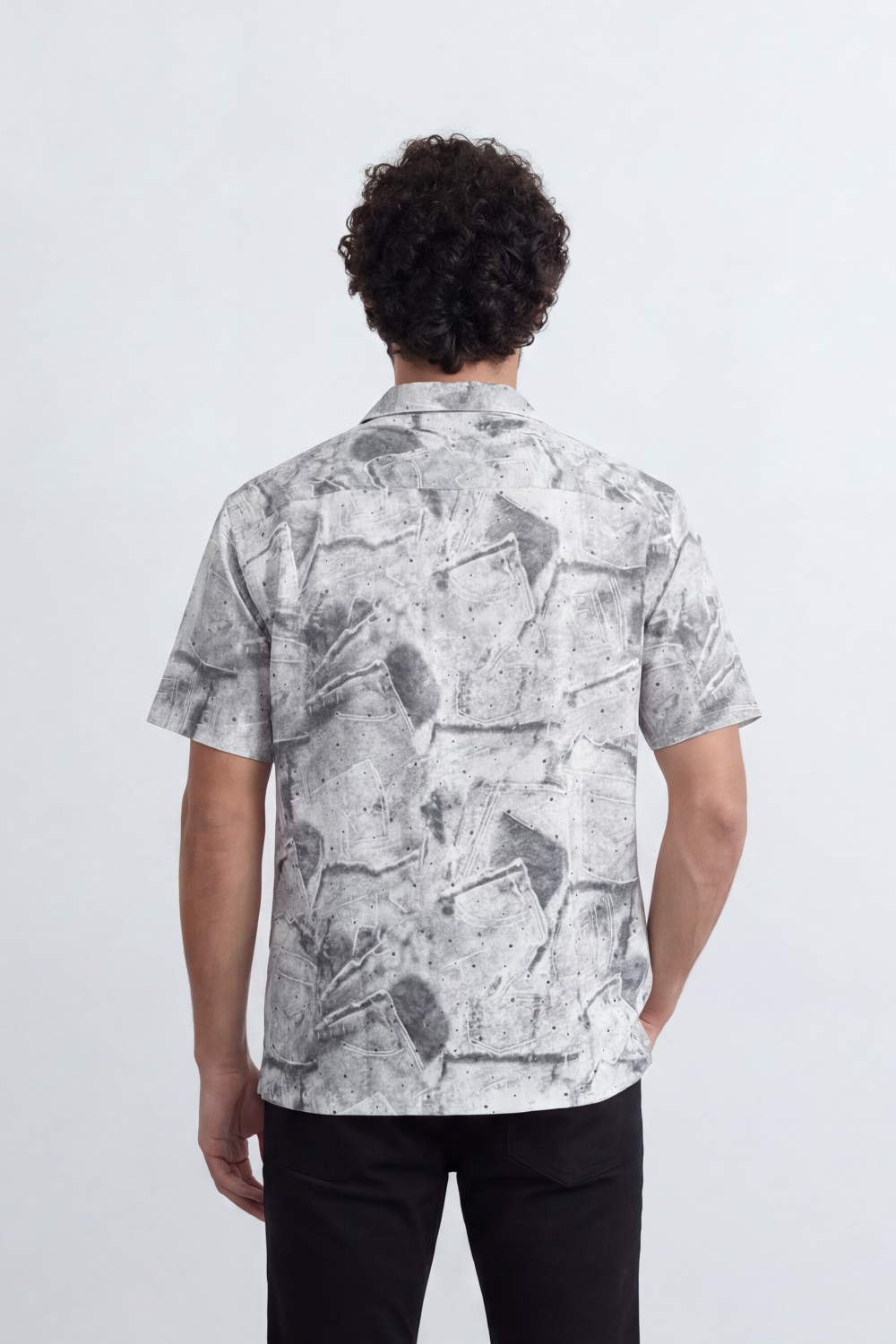 Men’s Tomato Store Urban Patina Shirt Clouded Mineral Texture Across The Body Button Front