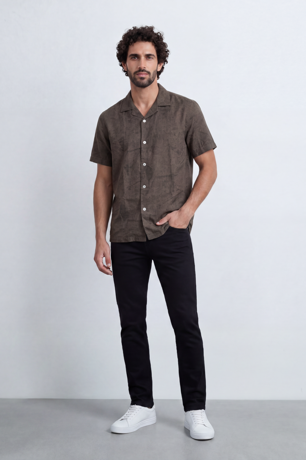 Men’s Tomato Store Urban Patina Shirt Clouded Mineral Texture Across The Body Button Front