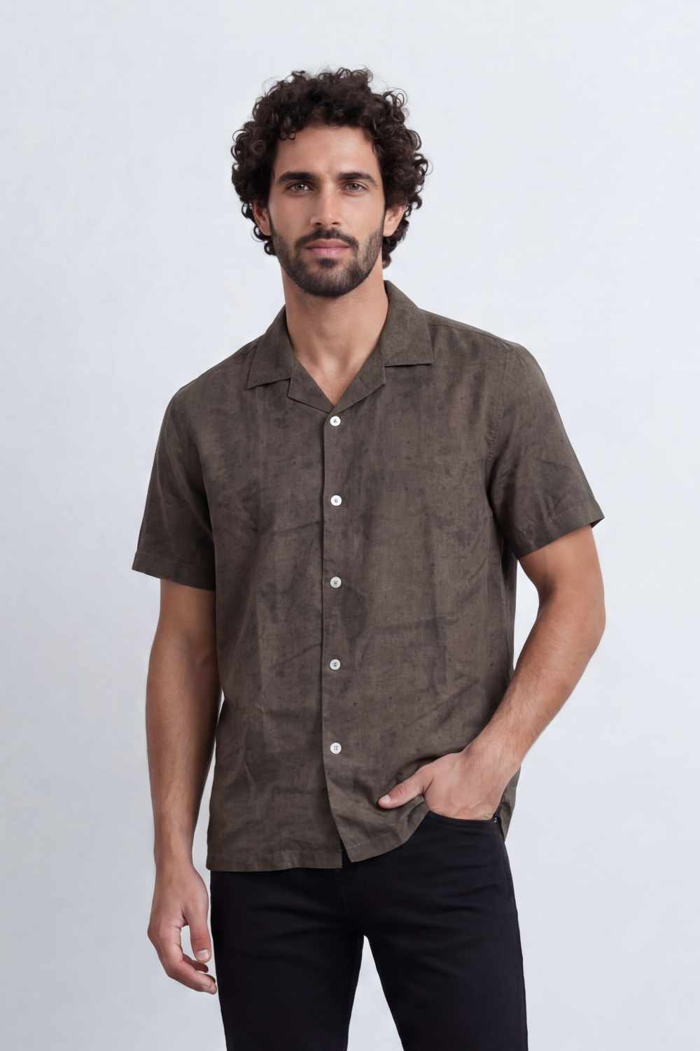 Men’s Tomato Store Urban Patina Shirt Clouded Mineral Texture Across The Body Button Front