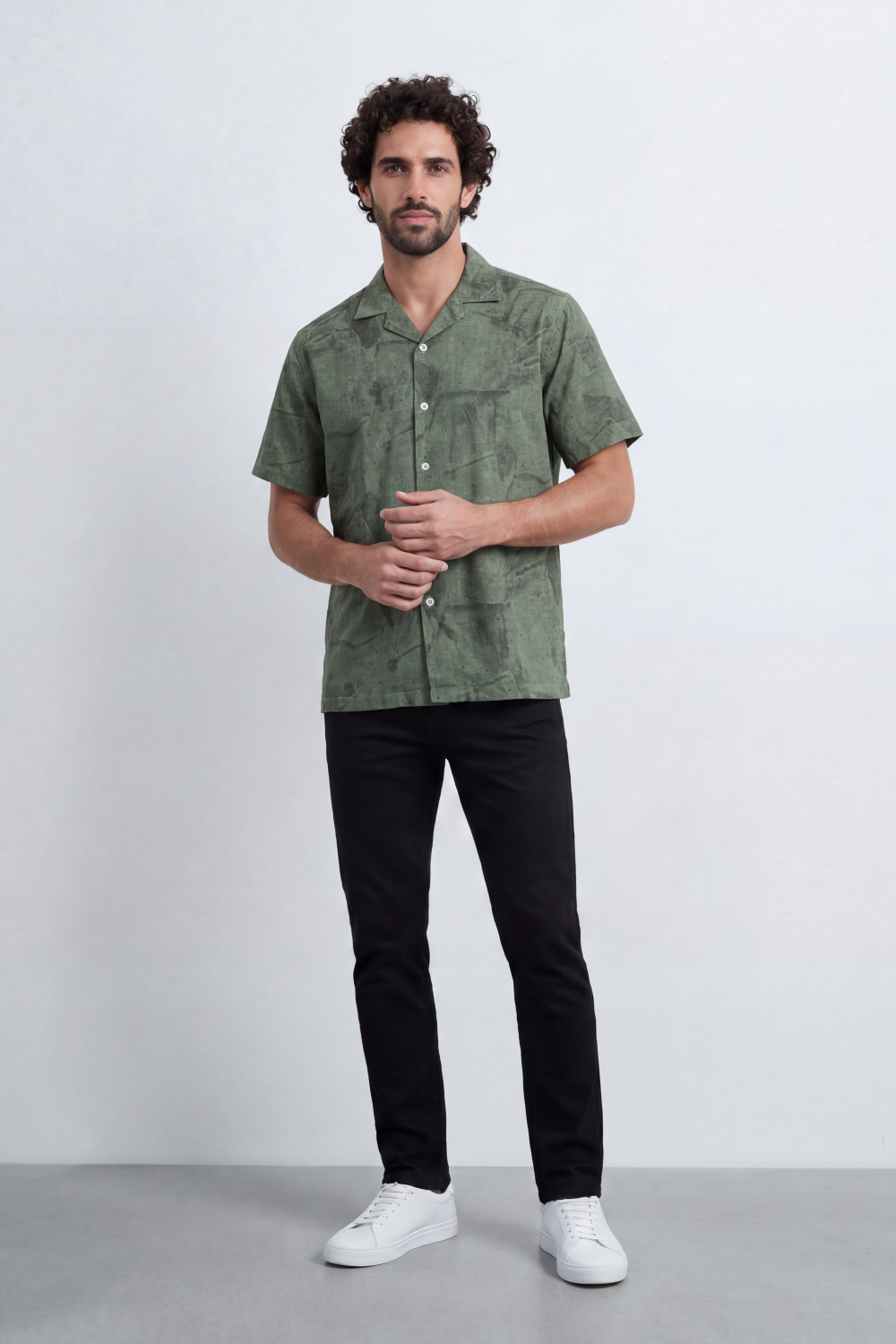 Men’s Tomato Store Urban Patina Shirt Clouded Mineral Texture Across The Body Button Front