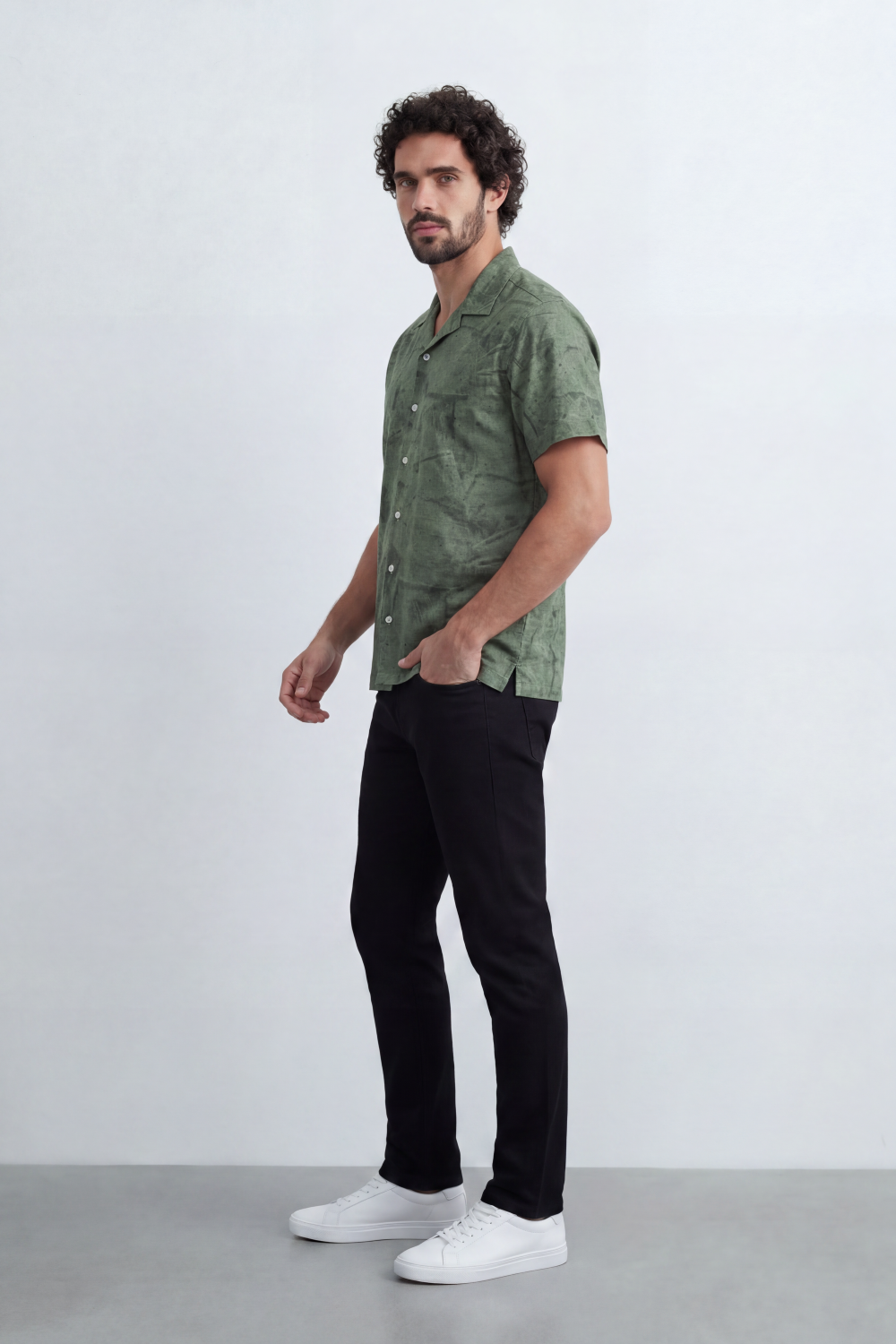 Men’s Tomato Store Urban Patina Shirt Clouded Mineral Texture Across The Body Button Front