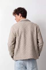 Men's Tomato Store Textured Woven Jacket Structured Collar Button Front Pocket Detail