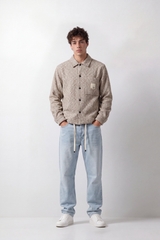 Men's Tomato Store Textured Woven Jacket Structured Collar Button Front Pocket Detail