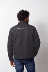 Men's Tomato Store Padded Jacket Snap Button Slim Fit Chest Pocket Slogan Detail