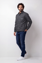 Men's Tomato Store Padded Jacket Snap Button Slim Fit Chest Pocket Slogan Detail