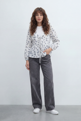 Women’s Tomato Store Printed Peplum Blouse Featuring Delicate Tie Front Details