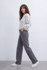 Women’s Tomato Store Printed Peplum Blouse Featuring Delicate Tie Front Details