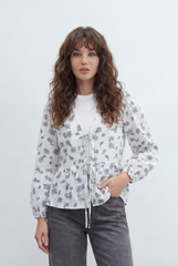 Women’s Tomato Store Printed Peplum Blouse Featuring Delicate Tie Front Details