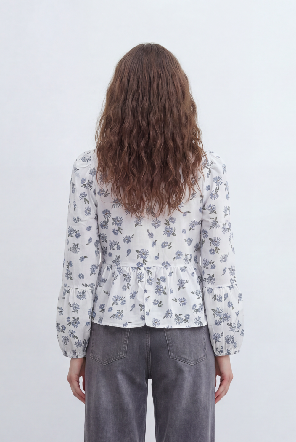 Women’s Tomato Store Printed Peplum Blouse Featuring Delicate Tie Front Details