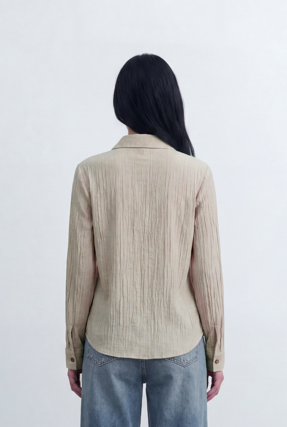 Women’s Tomato Store Wrap Front Blouse Crinkled Texture Finish Side Ring Tie Detail