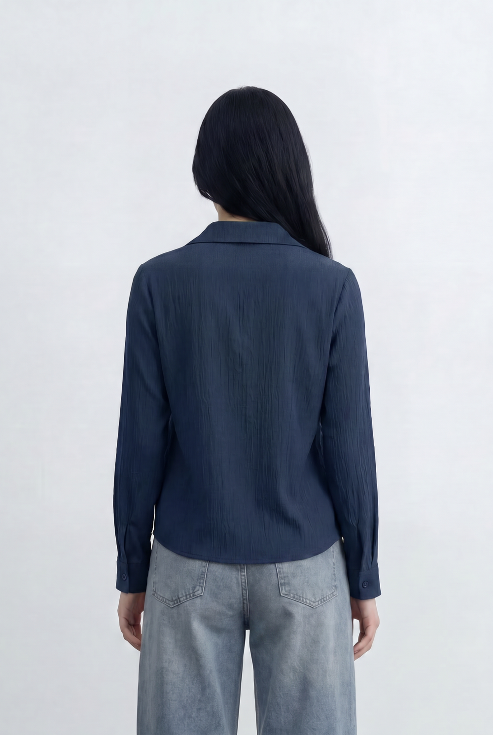 Women’s Tomato Store Wrap Front Blouse Crinkled Texture Finish Side Ring Tie Detail