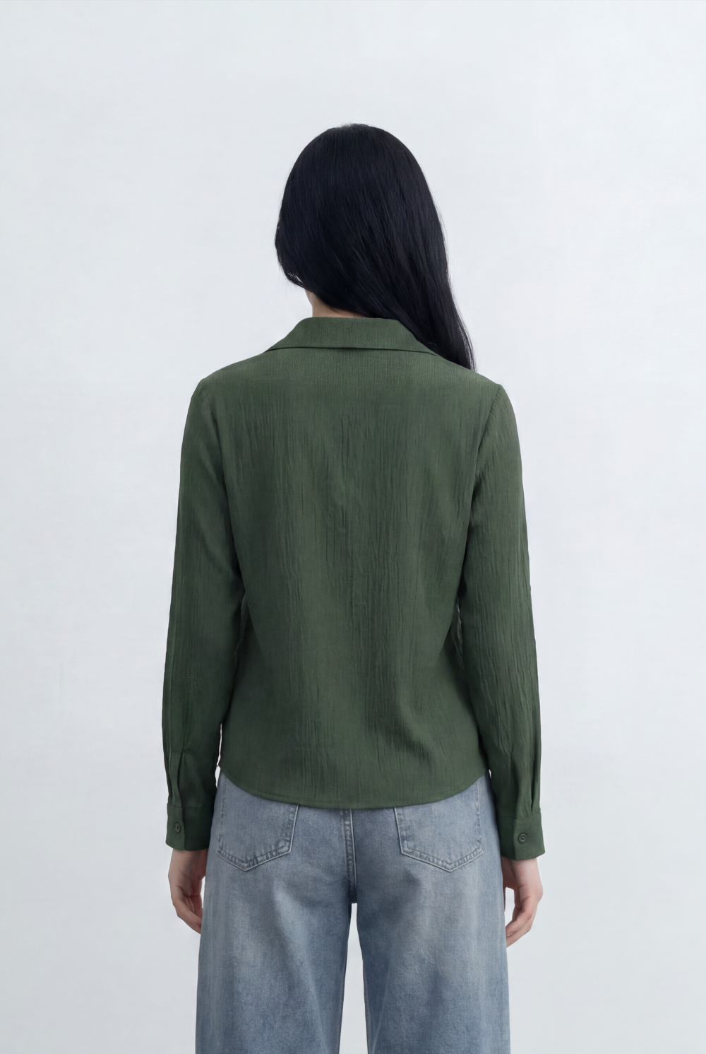 Women’s Tomato Store Wrap Front Blouse Crinkled Texture Finish Side Ring Tie Detail