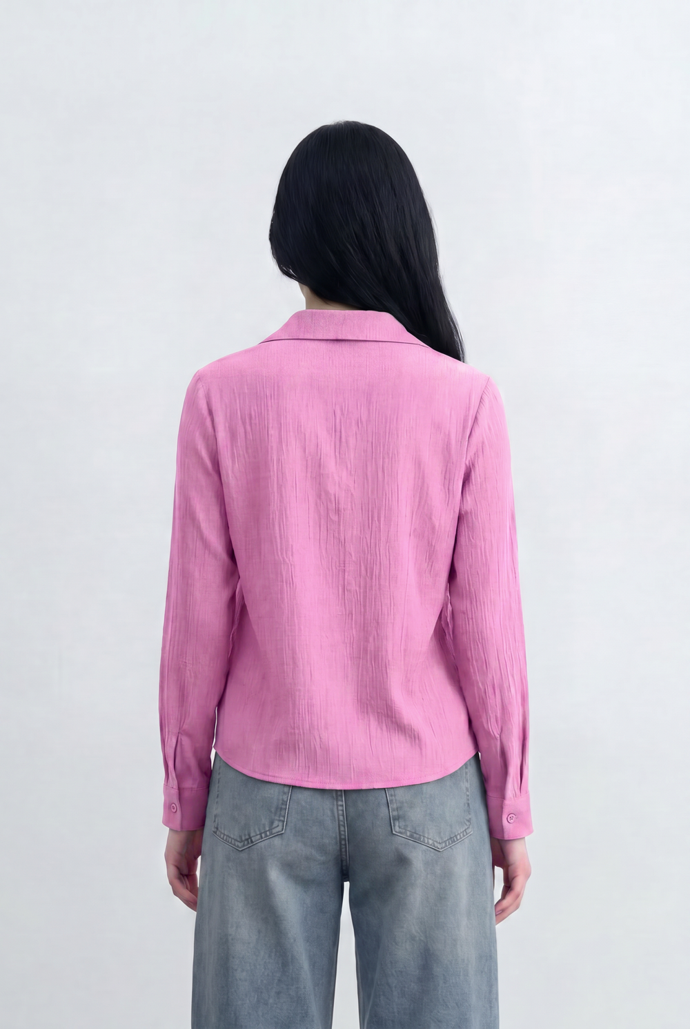 Women’s Tomato Store Wrap Front Blouse Crinkled Texture Finish Side Ring Tie Detail