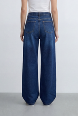 Women's Wide Leg High Waist Jeans Five Pocket Style With Zip Fly Closure Tomato Store