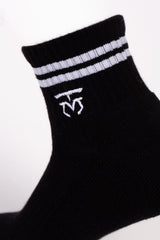 Men's Embroidered Logo With Unique Stripe on Ankle Soft Breathable Fabric All-Day Comfort Crew Socks