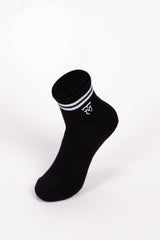 Men's Embroidered Logo With Unique Stripe on Ankle Soft Breathable Fabric All-Day Comfort Crew Socks