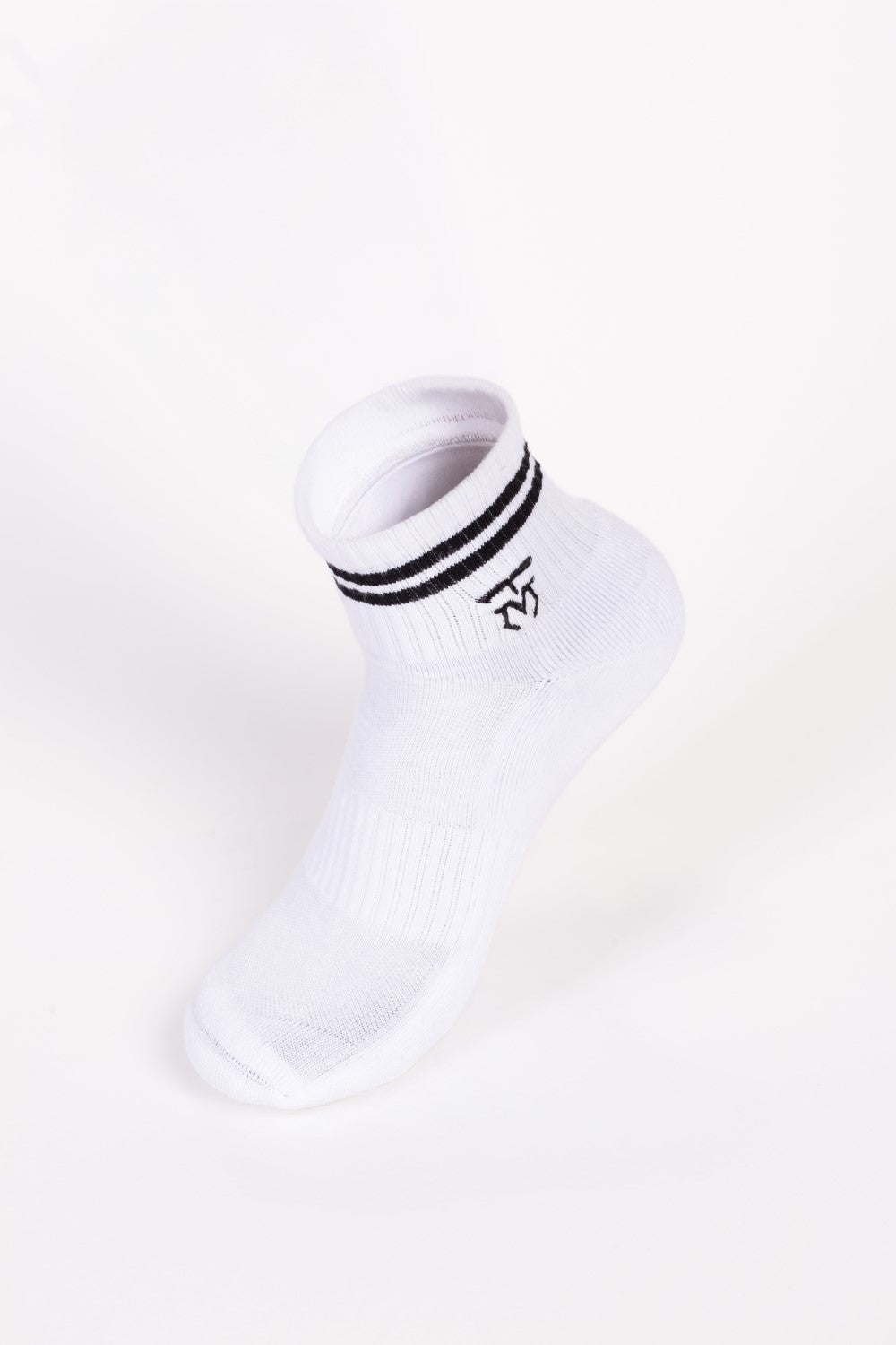 Men's Embroidered Logo With Unique Stripe on Ankle Soft Breathable Fabric All-Day Comfort Crew Socks
