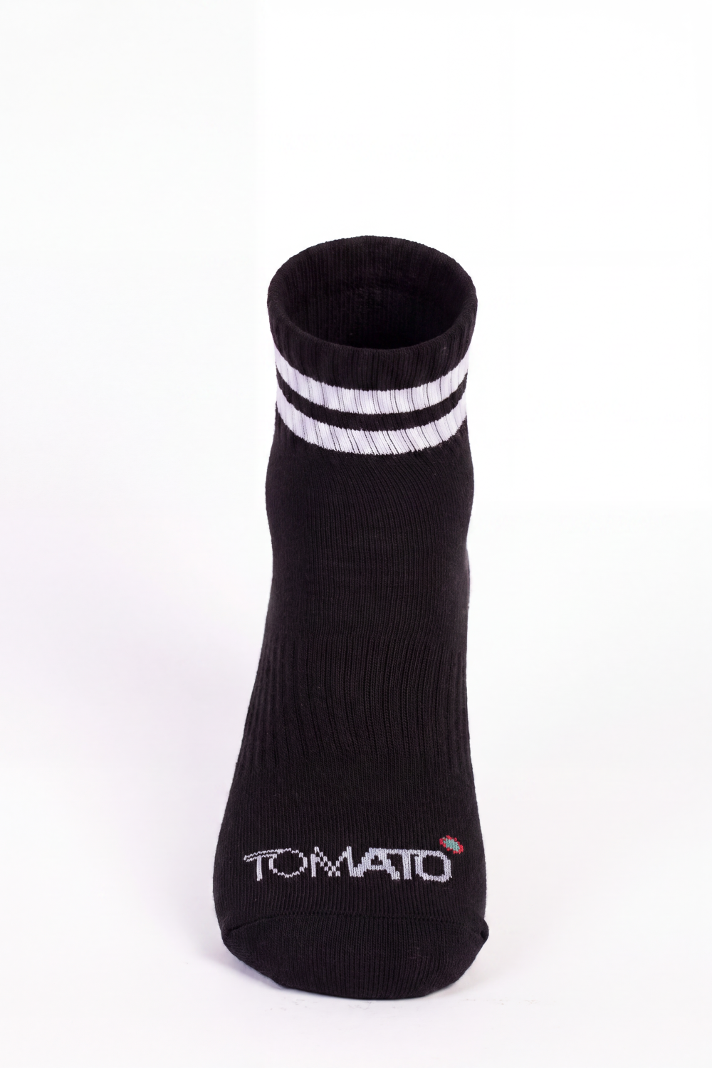 Men's Tomato Store Ribbed Crew Socks Contrast Double Stripe Detail Tomato Logo