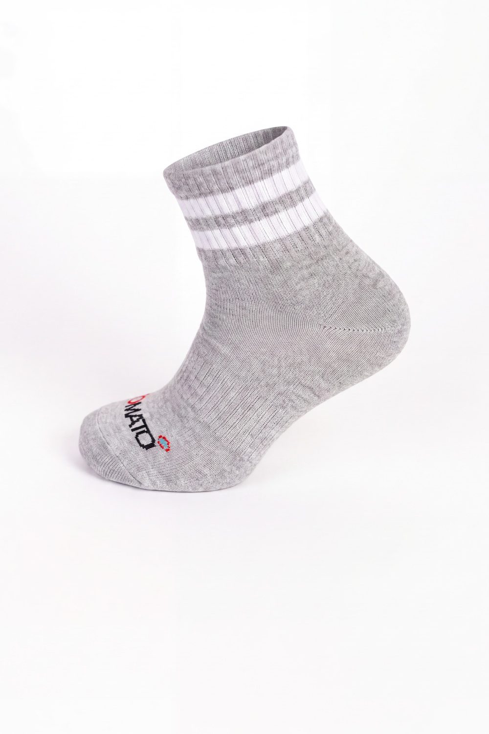 Men's Tomato Store Ribbed Crew Socks Contrast Double Stripe Detail Tomato Logo