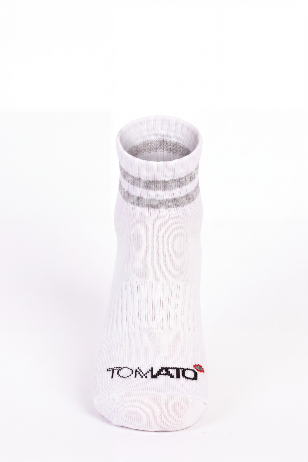 Men's Tomato Store Ribbed Crew Socks Contrast Double Stripe Detail Tomato Logo