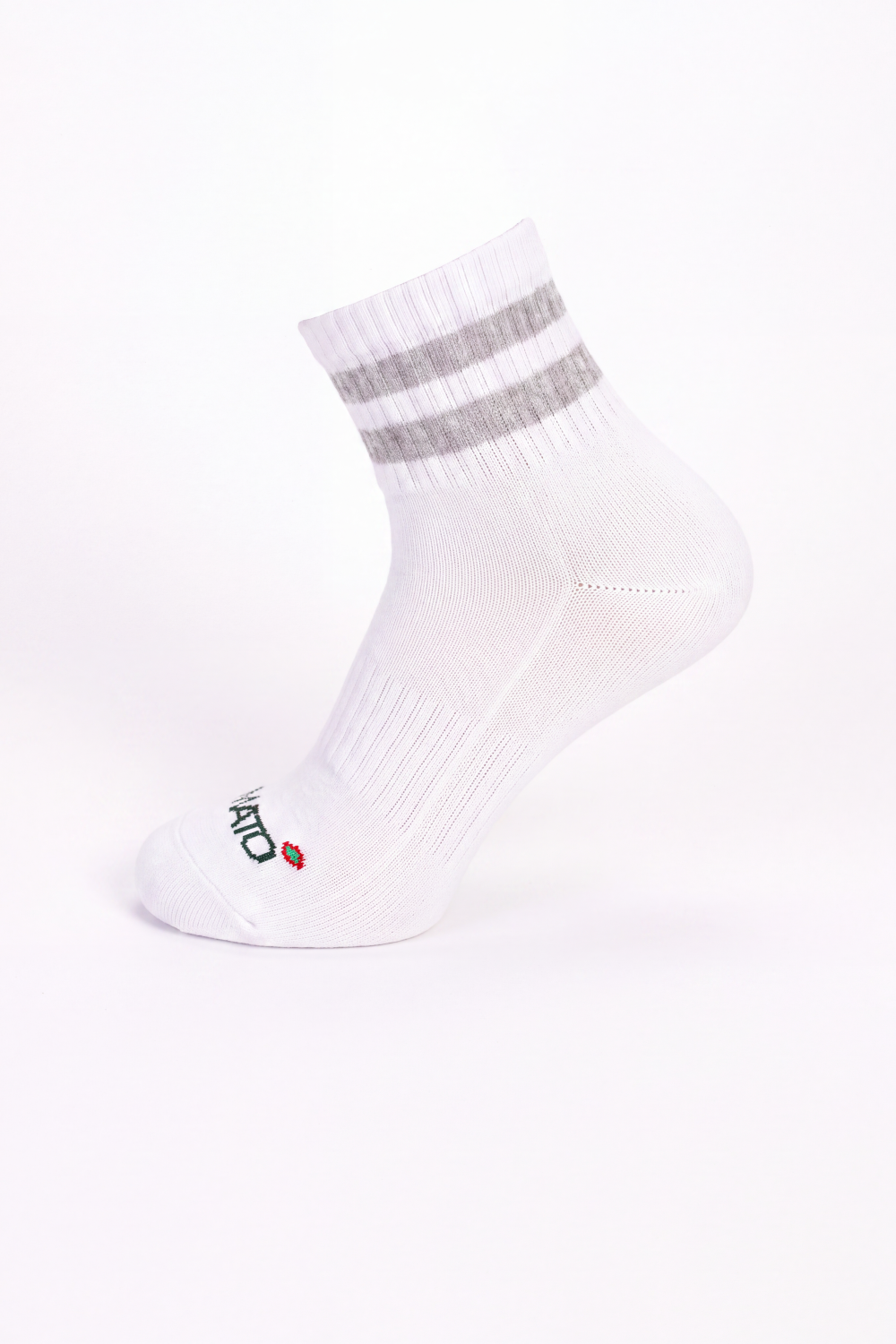 Men's Tomato Store Ribbed Crew Socks Contrast Double Stripe Detail Tomato Logo