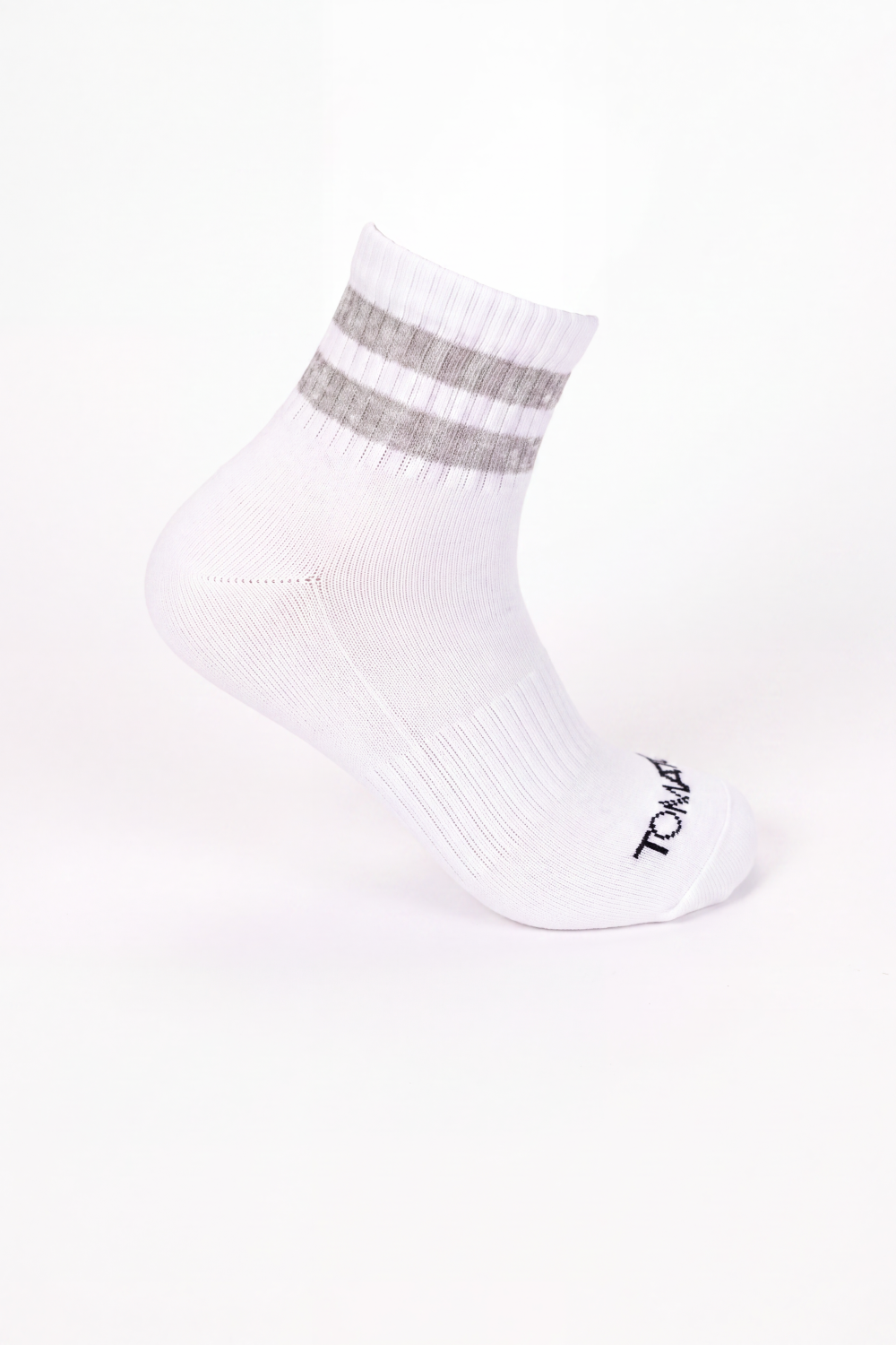 Men's Tomato Store Ribbed Crew Socks Contrast Double Stripe Detail Tomato Logo