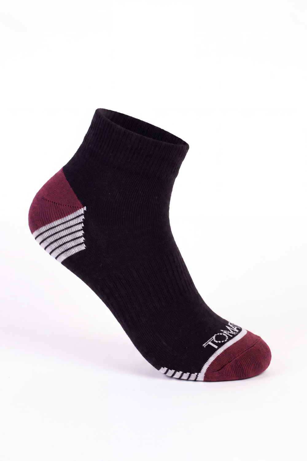 Men's Tomato Store Ribbed Ankle Socks Contrast Heel And Toe Panels Stripe Detail