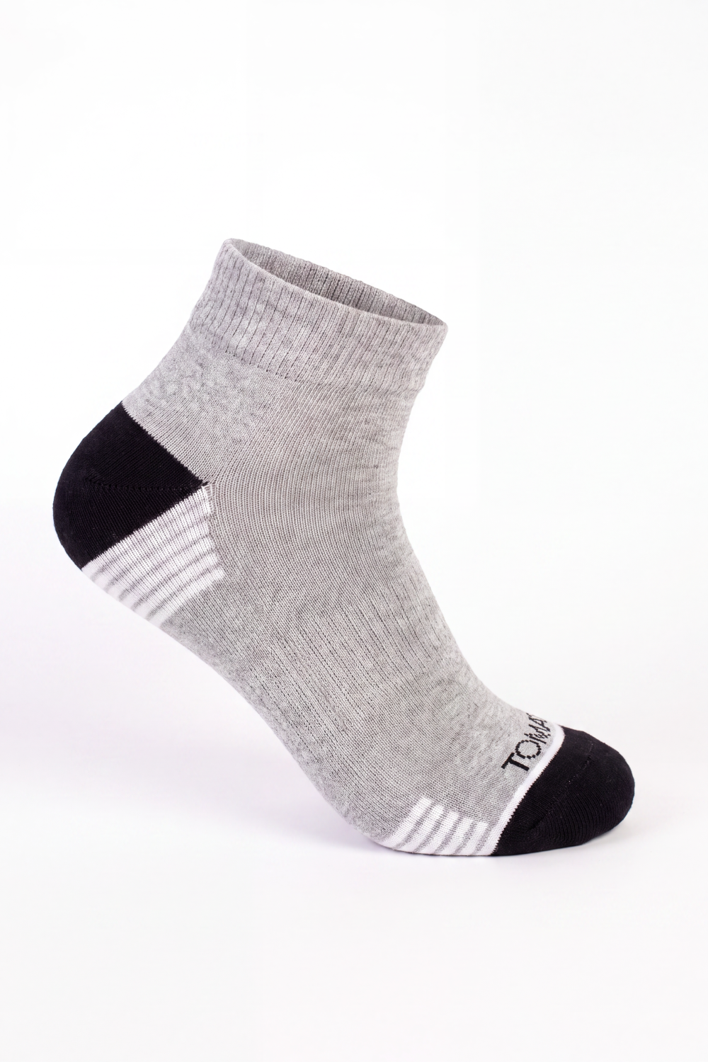 Men's Tomato Store Ribbed Ankle Socks Contrast Heel And Toe Panels Stripe Detail
