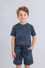 Boy's Tomato Store Summer Outfit Set Tie Dye Style Elastic Waist Draw Cord Detail
