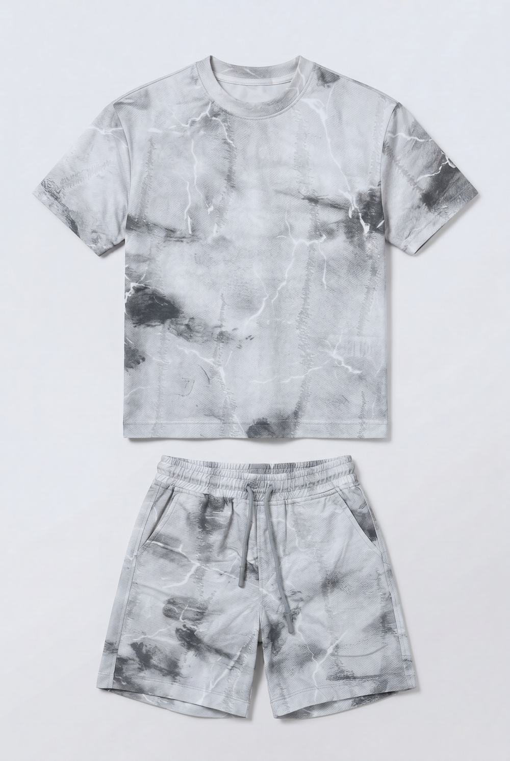 Boy's Tomato Store Summer Outfit Set Tie Dye Style Elastic Waist Draw Cord Detail