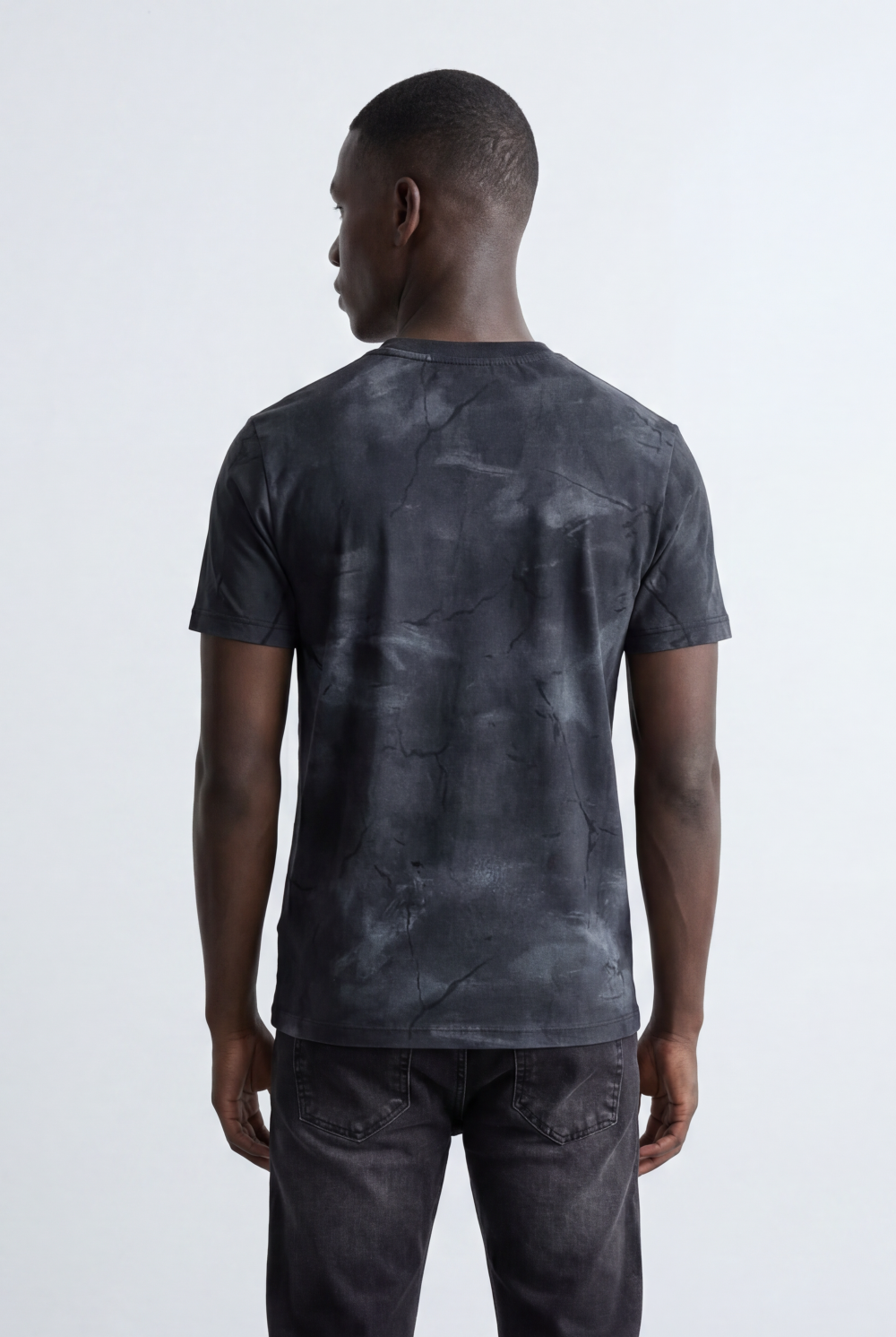 Men’s Tomato Store Marble Wash T-Shirt Abstract Crack Texture Print All Over Washed Effect