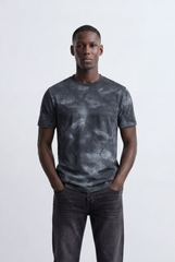 Men’s Tomato Store Marble Wash T-Shirt Abstract Crack Texture Print All Over Washed Effect
