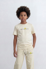 Boy's Tomato Store Matching Lounge Set Minimal Typography Print Slim Fit Outfit