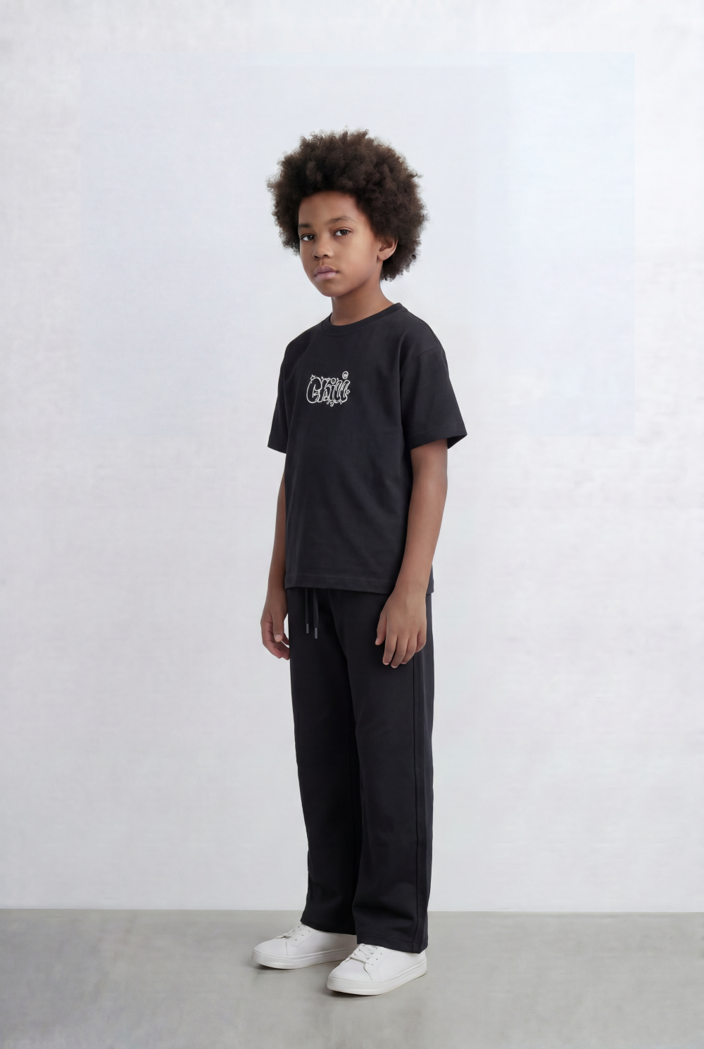Boy's Tomato Store Monochrome Co-Ord Set Bold Front Graphic Slim Fit Outfit