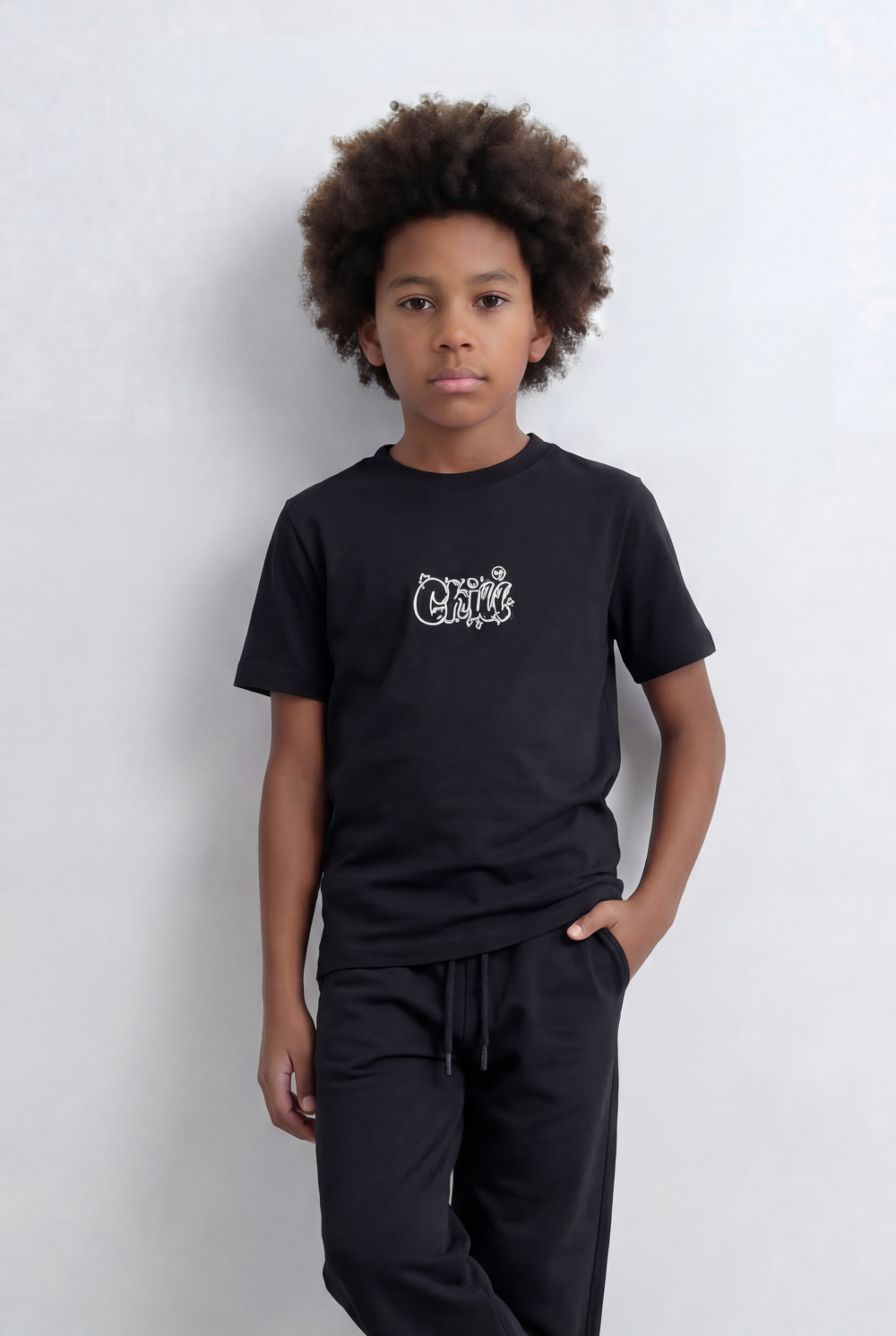 Boy's Tomato Store Monochrome Co-Ord Set Bold Front Graphic Slim Fit Outfit