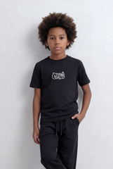 Boy's Tomato Store Monochrome Co-Ord Set Bold Front Graphic Slim Fit Outfit