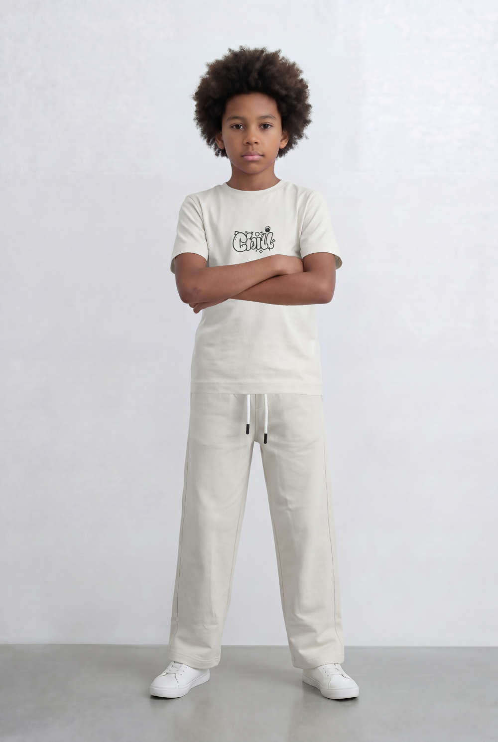 Boy's Tomato Store Monochrome Co-Ord Set Bold Front Graphic Slim Fit Outfit
