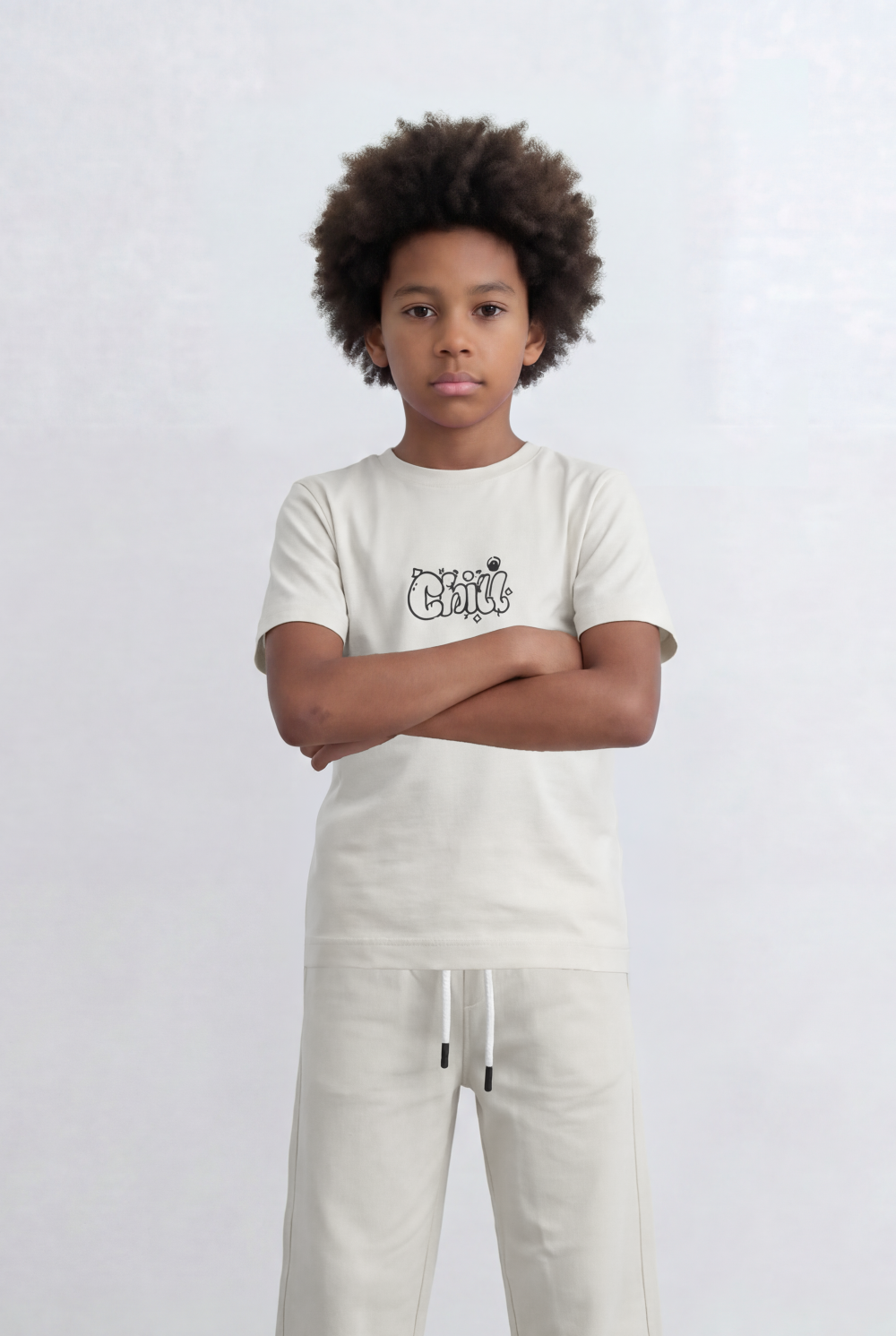 Boy's Tomato Store Monochrome Co-Ord Set Bold Front Graphic Slim Fit Outfit