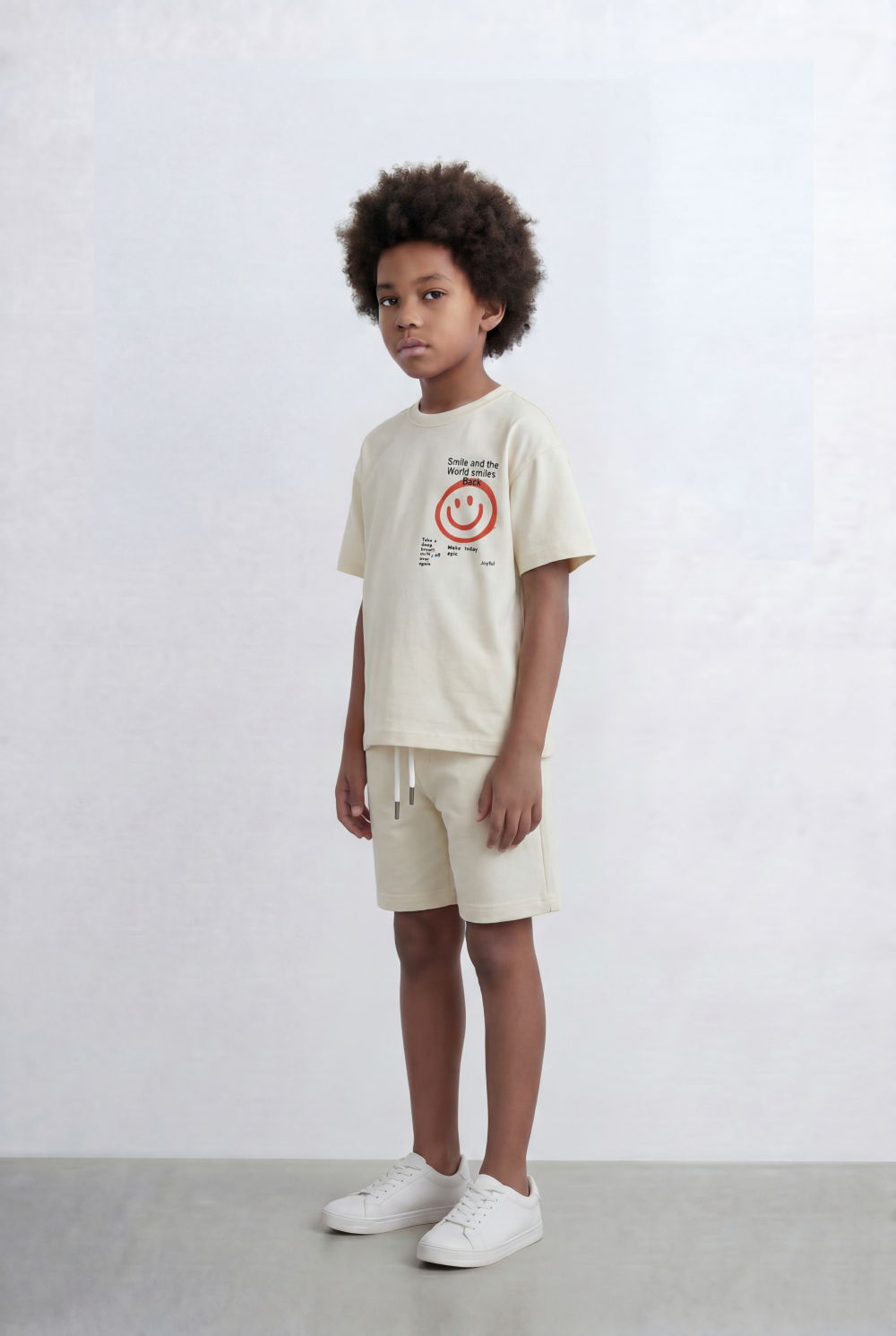 Boy's Tomato Store Smile Graphic Set Matching Slim Fit Outfit