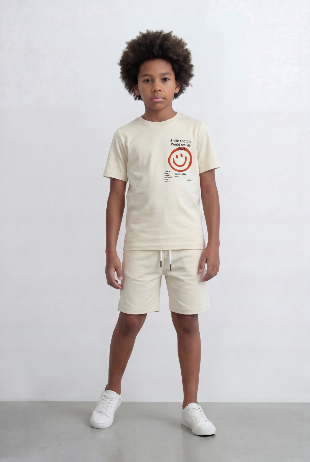 Boy's Tomato Store Smile Graphic Set Matching Slim Fit Outfit