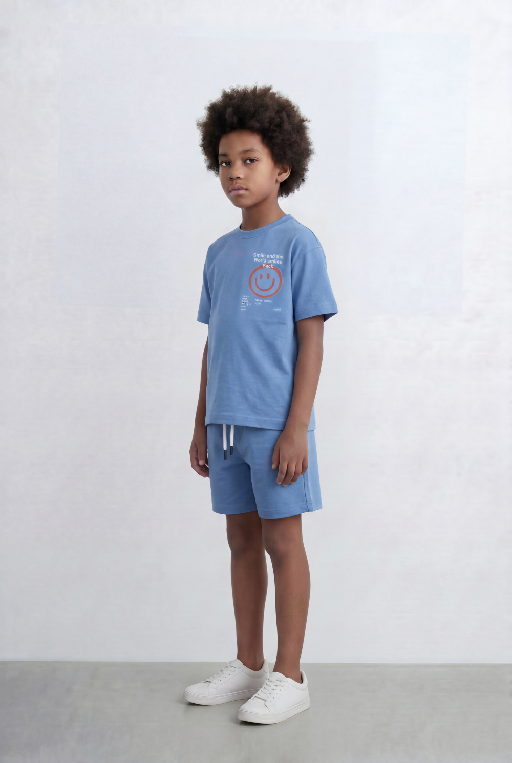 Boy's Tomato Store Smile Graphic Set Matching Slim Fit Outfit