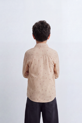 Boy's Tomato Store Lightweight Woven Shirt Speckled Micro Print Button-Down Collar Contrast Buttons Long Sleeve