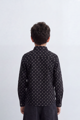 Boy's Tomato Store Fine Poplin Shirt Allover Mini Botanical Print Button-Down Collar Long Sleeve