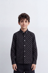 Boy's Tomato Store Fine Poplin Shirt Allover Mini Botanical Print Button-Down Collar Long Sleeve
