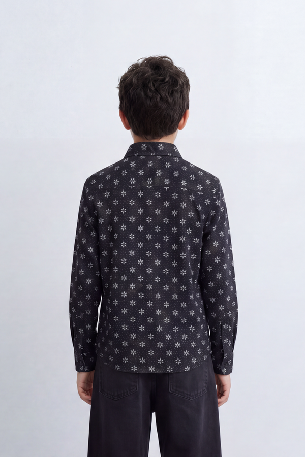 Boy's Tomato Store Shirt Allover Mini Floral Print Long Sleeve